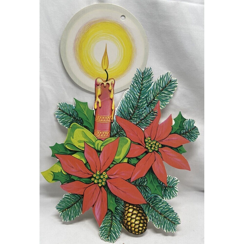 Vintage Beistle Christmas Die Cut Poinsettia Wall Decoration